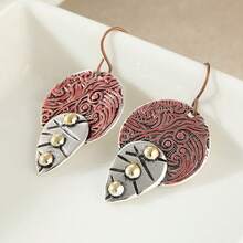 DIYCCPC Anting Gantung Motif Daun Ukiran Gaya Bohemian Vintage, Perhiasan Fashion untuk Wanita - Dua Warna - View 2