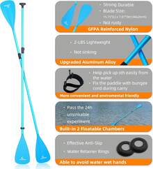 LEDONNE SUP Paddle 4-Piece Adjustable Stand Up Paddle Floating Lightweight Portable Kayak Paddle Paddleboard Oar With Aluminum Alloy Shaft, 2 Nylon Blades,3 Million Sets Per Year 500 Bought Monthly - Blue - View 3