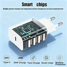 1 Set PD 20W Fast Charging EU Charger Kit, Compatible With IPhone 17/16/15/Pro/Pro Max, Type-C Wall Charger With Type C To USB C Fast Charging Cable, Portable USB-C Adapter Suitable For Samsung Galaxy S26-S20 - EU C Type Plug(220-240V) - View 6