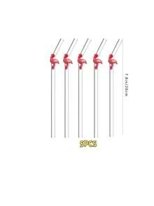 1/2/5/12PCS Romantic Pink Flamingo Glass Straw For Milk Tea, Juice And Smoothies. Perfect Decorative Accessory For Birthdays, Wedding Ceremonies And All Holiday Gift Selections. - View 9