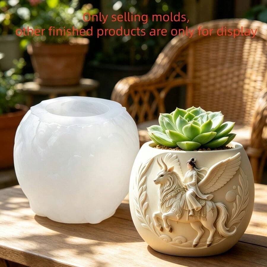 SUPWANPENG 1pc Resin Silicone Mold, Vintage Fairy Relief Design DIY Handmade Casting Silicone Mold, Can Make Flower Pots, Pen Holders, Candle Holders, Key Storage Boxes, Compatible With Resin, Gypsum, Clay, Concrete, Cement Materials, Create Desktop Succulent Plant Decor, Suitable For Home Decoration, Valentine's Day, Mother's Day, Father's Day, Christmas Handmade Creative Gift Mold - No BD0665 Mold - View 1