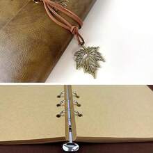 Unisex Diary Notebook, Brown Leather Sketchbook Classic Spiral Bound Notebook, Unlined Kraft Paper Refillable Journal Travel Diary, Suitable For Writing Ideal Gift (Leaf) - Multicolor - View 4