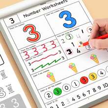 1pc 1-10 Number Learning Workbook / Math Thinking, Observation & Writing Training / Portable Book, Travel & Preschool Learning / Pre-K Gift For Easter & Back To School / Alphabet Trace Book, Preschool Writing Book / Count Game Book, - Multicolor - View 6