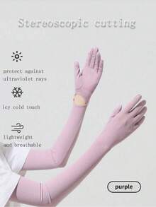 1 Pair New Women's Long Sun Protection Gloves, Summer Essential. These Ice Silk Sleeves Effectively Block UV Rays. Suitable For Cycling And Driving, With Anti-Slip And Touchscreen Functionality. The Extended Design Fully Covers The Arms, Making Them An Ideal Choice For Outdoor Activities. - Multicolor - View 12