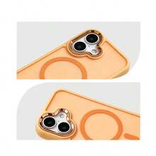 Magnetic Electroplated Lens Phone Protective Case Compatible With IPhone 11 12 13 Pro Max 14 14 Pro Max 15 15 Pro Max 16 16 Pro Max 17 17 Pro 17 Pro Max X XR XS Max - Orange - View 4