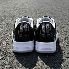 A BATHING APE 1 Pair Unisex BAPE STA Star Logo Low-Top Casual Sneakers For Daily Commute And Sports - Mirror Black Light Grey - View 3