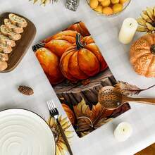 2/4/48pcs Autumn Series Realistic Oil Painting Pumpkin/Tree Stump Pattern Printed Kitchen Towels - Super Soft, Highly Absorbent Polyester Dish And Hand Towels, Perfect For Holiday Decor, Kitchen Decor, Party Decor. - Multicolor - View 11