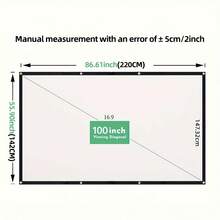 ZZPQVT 100/120/150 英吋 16:9 HD 可折疊便攜投影幕布，支持雙面投影，抗皺可水洗布料，適合露營/戶外/派對/遊戲/家庭劇院，薄款布料 - 查看 22