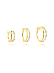 EleRunis 1PC 925 Sterling Silver Dainty Double Cartilage Hinge Hoop Helix Conch Piercing Earrings With Sparkling Cubic Synthetic Zirconia For Daily Wear Party - Silver - View 9