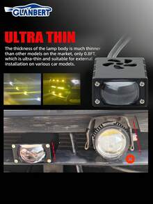 GLANBERT Super Bright Grille Lights, High/Low Beam Driving Lights, Mini Projector Fog Lights, Suitable For Truck/Car/Off-Road/UTV/ATV/Motorcycle, White/Yellow Work Fog Lights - Multicolor - View 4