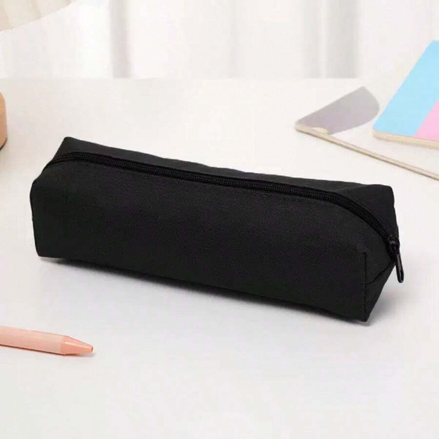 1 buah Kotak Pensil & Kosmetik Oxford Kapasitas Besar Warna Hitam Murni - Kantong Ritsleting Multifungsi, Cocok untuk Alat Tulis Siswa, Kosmetik, Perlengkapan Perjalanan & Penyimpanan Barang Kecil, Perlengkapan Sekolah, Perlengkapan Belajar, Tas Pensil, Ransel - tempat pensil - View 1