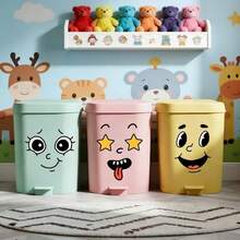 1 Set Of 4 Funny Cartoon Expression Self-Adhesive Plastic Stickers, Glossy Surface, Easy To Apply And Remove Without Residue, Quirky Creative Patterns, Decorate Refrigerator, Wall, Bathroom, Trash Can, Personalized Fun Home Decor - A - View 2