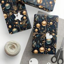 1 Roll - 58*23inch - Christmas Ornaments Gift Wrap, Gold Ornaments And Florals, Holiday Wrapping Paper, Premium Paper, Wrapping Paper Roll - 1 Roll - 58*23inch - View 3