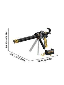 667pcs Rotating 6-Barrel Gatling Gun Building Blocks Set, Black & Gold Military Gatling Model Kit, Desktop Military Display Decoration, Military Enthusiast Gift, Realistic Heavy Machine Gun Assembly Model, Exquisite Display Architectural Decor - Multicolor - View 3