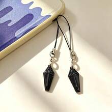 2pcs Black Coffin Pendant Phone Charm - Black - View 6