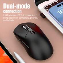 CHANGXIE Wireless Mouse, USB Interface, Ergonomic Design, 6 Silent Buttons, 2.4G/Bluetooth Dual Wireless Connection Mode, With USB Mini Receiver, 6-Button Silent, Up To 3600DPI, Suitable For PC/Laptop, White, Black, Red - View 1