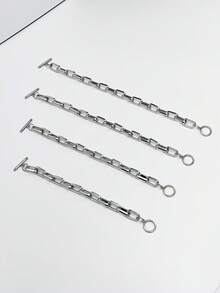 男士不锈钢手链，情侣嘻哈OT扣链手链，父亲节礼物 - 彩色 - 查看 11