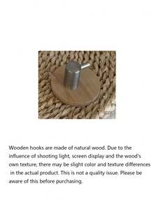 No-Drill Easy Round Bamboo Base Hook Strong Adhesive Wall Mount, Sturdy Storage Hook For Hat Bag Coat Accessory Organization, Practical Adhesive Hanger For Bedroom Kitchen Home Decor Wall - Multicolor - View 9