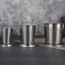 Portable Stainless Steel Cup With Lid - Foldable, Reusable, Multi-Functional Travel Cup, Suitable For Hot Drinks, Outdoor Activities And Sports Occasions, Sports Drink Utensil | Compact Design Cup - Multicolor - View 3