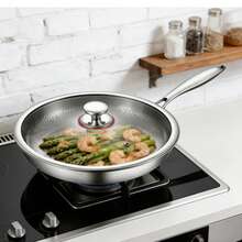SHIOUCY 11.81" Silver Multi-Layer Steel Nano Titanium Frying Pan, 842℉ Heat Resistant Cookware, Nonstick Cooking Skillet, Induction Gas Cooktop Compatible Pan - 11.81 In/30 cm - View 1
