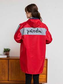 Hooded Waterproof Apron, Practical Minimalist Panda Print Design, Windproof And Oil-Resistant, Reflective Strip For Safety, Suitable For Cooking, Cycling, And Daily Chores! - Women's Raincoat - View 10
