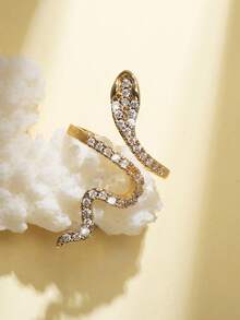 1pc Snake Shaped Ring For Women, Luxury Niche Design, Personalized Open Index Finger Ring - Yellow Gold - View 3