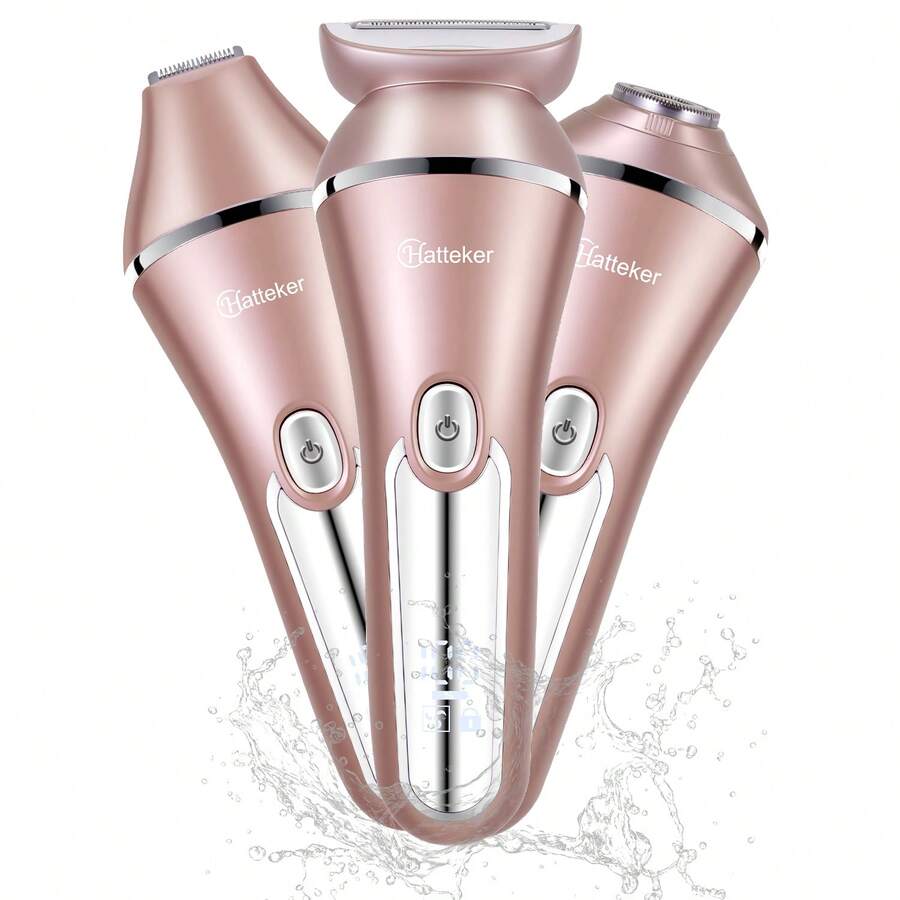 Hatteker 3-In-1 Multifunctional Women's Electric Shaver, Full Body Waterproof Epilator With Storage Base - View 1