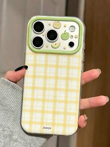Stylish Cute Lattice Checkerboard Fruit Pattern Phone Case Compatible With IPhone 17 Pro Max 17 Pro 17 16 Pro Max 16 Pro 16 15 Pro Max 15 Pro Max 15 Pro 15 Lens Protection Back Cover Shell Gift - Green - View 2