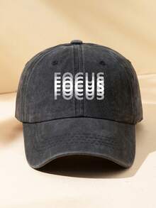 MAKEFGE 1pc Unisex Outdoor Casual Fashionable Letter Printed Personalized Vintage Baseball Cap Suitable For Daily Matching - Black - View 4