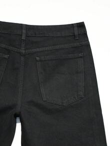 Shorts de mezclilla casuales para hombre con bolsillos y strass cruzado - Negro - Ver 6