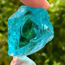 1pc - Bohemian Style Blue Andara Volcanic Glass Crystal - Raw Rough Stone, Suitable For DIY Handmade Single Atom Glass Beads, Cabochon Gemstones And Jewelry Making, Crystal Meditation Stone (Artificial Glass Mineral) - Baby Blue - View 14