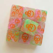 10pcs/Set Colorful Transparent Dice With Skull Pattern, Suitable For Tabletop Games, Shiny Resin Gift, Role-Playing Enhancement Equipment - Multicolor - View 15
