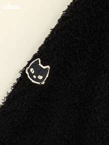 CHUU Fleece Hooded Casual Y2K Sweet Cool Long Sleeve Autumn/Winter Sweatshirt Knit Sweatshirt, Inner Layer Or Outer Wear - Black - View 9