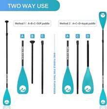 SUP Paddle Board Paddle - Adjustable Paddleboard Paddle Oar 4-Piece Floating Aluminum SUP Kayak Paddle - E: Lake Blue - View 5