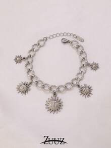 1pc Stainless Steel Sun Charm Bracelet For Women Fashion Simple 18K Gold Plated Multiple Charm Bracelets Jewelry - Bracelet - View 9