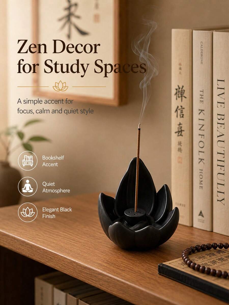 Lotus Aromatherapy Base, Creative Lotus Shaped Incense Burner, Home Fragrance Decor, Helps Regulate Mood And Purify Air, Suitable For Living Room, Bedroom, Room, Home Decor, Wedding, Essential Fragrance Tool For Yoga And Meditation Enthusiasts - Regular Model - View 1