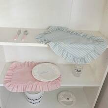 10件/12件/18件韓系Ins風藍白條紋蕾絲餐巾，法式荷葉邊餐墊，清新桌布 - 彩色 - 查看 4