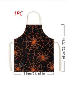 1pc/2pcs Vintage Halloween Green Gemstone Spider Apron, Dark Style Black Kitchen Apron, Faux Linen Printed Apron, Cooking Baking Grilling Apron, Gothic Style Holiday Party Home Decor Apron - Multicolor - View 19