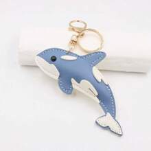 Summer Popular Cartoon Cute PU Leather Marine Creature Shark Keychain Car Clothing Indoor Handbag Backpack Decoration Pendant Friend Brother Birthday Gift - A - View 8