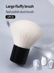 1pc Large Fluffy Nail Dust Brush Soft Bristle Powder Cleaning Brush For Nail Salon And Home DIY - Black - View 3