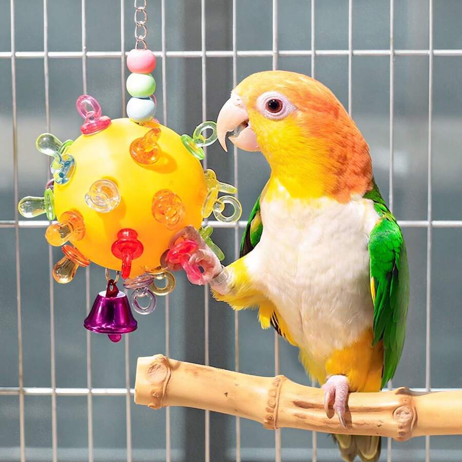 Colorful Parrot Bird Toy, Detachable Design, Chewing Ball Boredom Relief Bird Toy, Pet Bird Cage Accessory