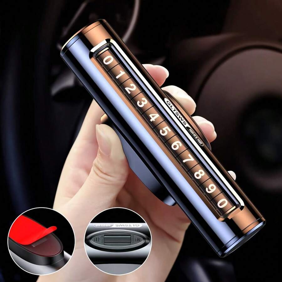 Car Hidden Roller Parking Number Plate Anti-Peeping Privacy Protection 11-Digit Adjustable Number Universal Dashboard Interior Decor - A - View 1