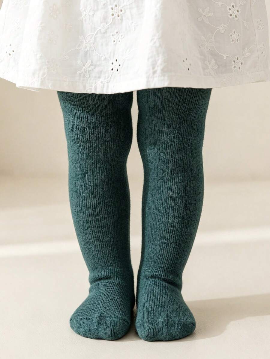 1 Pair Baby Infant Tights, Solid Color, Simple All-Match Versatile Wearable Tights For Baby Girls - Green - View 1
