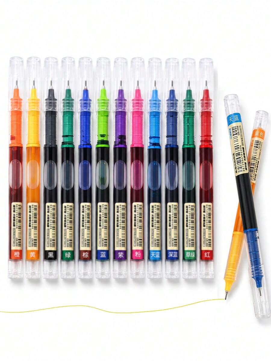 24pcs-Direct Liquid Type Colorful Rollerball Pens, Quick-Dry Fine Tip 0.5mm Neutral Ink Pens, Smooth Writing Without Smudging, Tr, First Day Of School - Multicolor - View 1