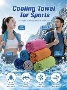 Macaron Style Minimalist Cooling Sports Towel, Portable Foldable, Quick Dry, With Hook-And-Loop Design, High Density Cooling, Breathable And Sweat-Absorbent, Suitable For Summer Gym, Beach Sports, Sports Cooling Towel - Multicolor - View 5