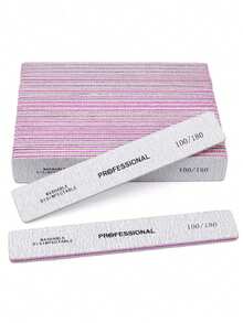 25/50pcs Professional Nail Files, 100/180 Grit, Double-Sided, Reusable, Purple Striped Design, Suitable For Acrylic Nails - Ideal For Home And Nail Salon Use, Nail Art Tool - Multicolor - View 9