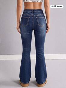 Medium To Large Tween Girls Spring/Autumn Autumn/Winter New Fashion Denim Long Pants - Medium Wash - View 4