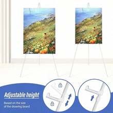 Foldable Metal Tripod Easel Stand, Floor Display Easel Holder For Wedding Welcome Sign, Wooden Signage, Bridal Shower Party Decor, Stable Collapsible Poster Display Rack For Indoor Outdoor Event Decor - White - View 4