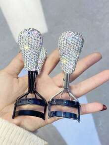 1pc High-End Artificial Rhinestone Wide-Angle Eyelash Curler With Rubber Grip, Durable And Portable - Multicolor - View 6