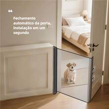 Tela Retrátil de Proteção para Cachorro Gato Bebê Barreira de Segurança Ajustável Sem Furos para Portas e Escadas - pequeno 78x110cm - Visão 7